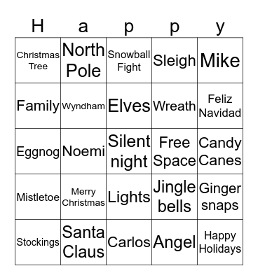 Hawthorn Holidays Bingo Card