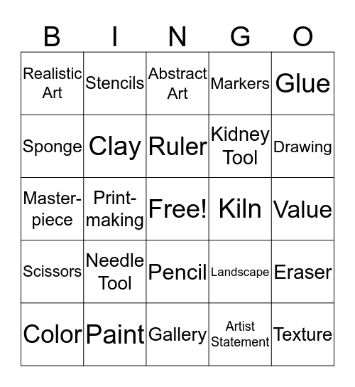 Art Bingo Card