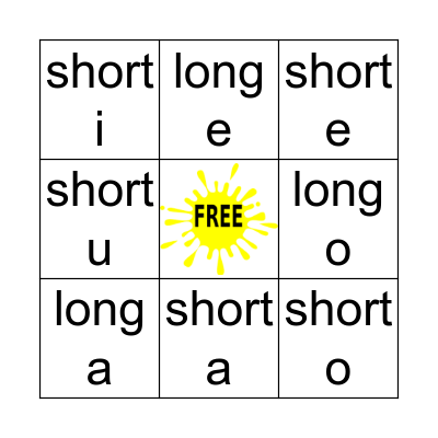 It's a Vowel Time Bingo Card