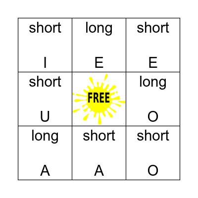 It's a Vowel Time Bingo Card