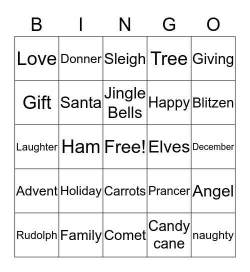 Christmas Bingo Card
