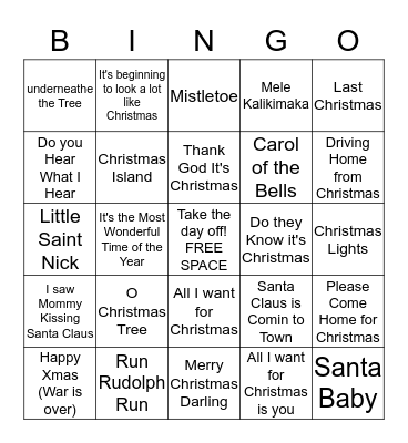 R.L. Christmas Party Bingo Card