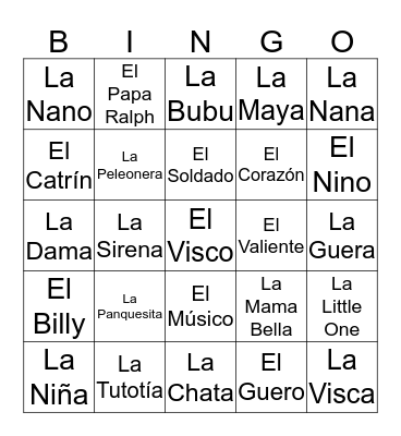 Nosotros los Guapos Bingo Card
