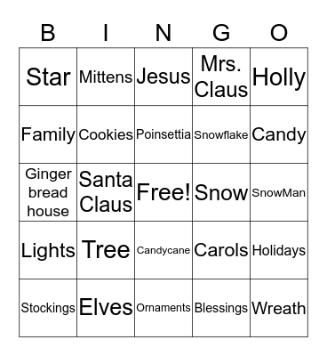 Christmas Bingo Card