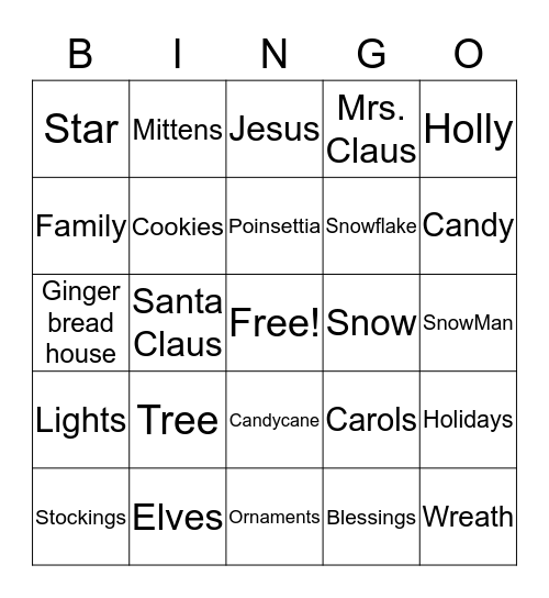 Christmas Bingo Card