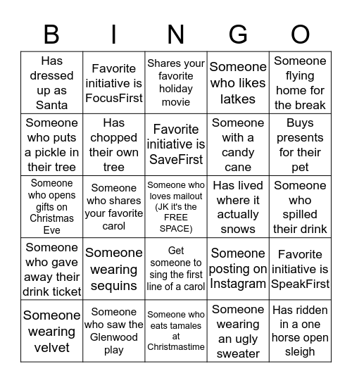 Impact Holiday BINGO Card