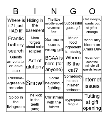 CHRISTMAS BINGO 2019, card 1 Bingo Card