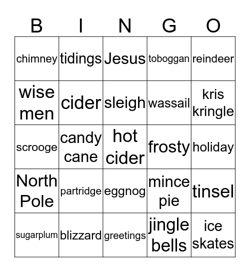 MERRY MERRY MERRY Bingo Card