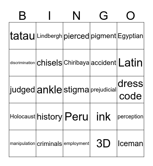 TATTOO BINGO Card