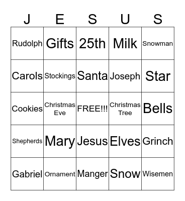 Christmas Bingo Card