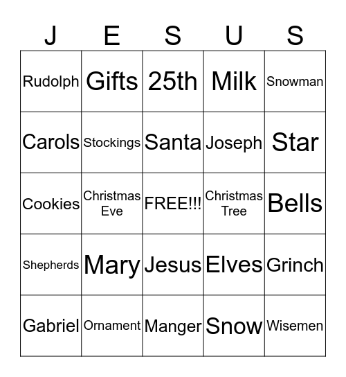 Christmas Bingo Card