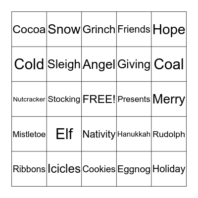 Holiday Bingo Card