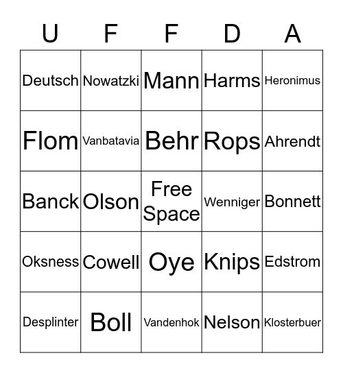 Luverne Christmas 2019 Bingo Card