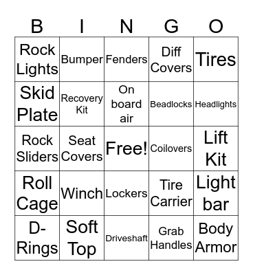 LadyJeepers.com Bingo Card
