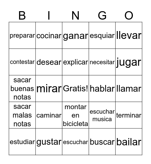 spanish-ar-verbs-bingo-card