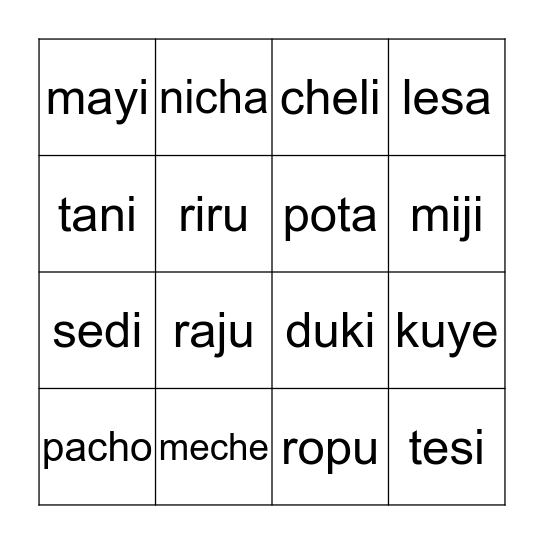 Palabras sin sentido Bingo Card