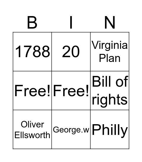 Trivia Convention Bingo Card