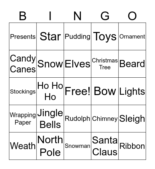Merry Christmas Bingo Card