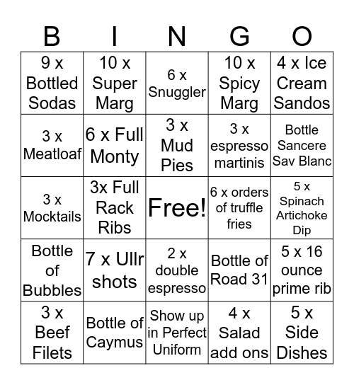 Mangy Moose Server Bingo Card