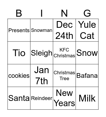 Christmas Bingo Card