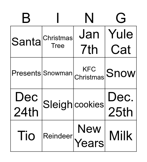 Christmas Bingo Card