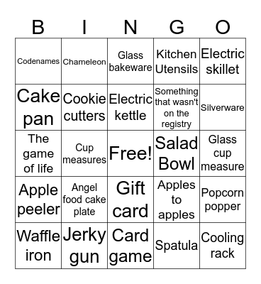 Lydia's Bridal Shower Bingo Card