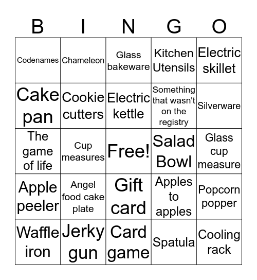 Lydia's Bridal Shower Bingo Card