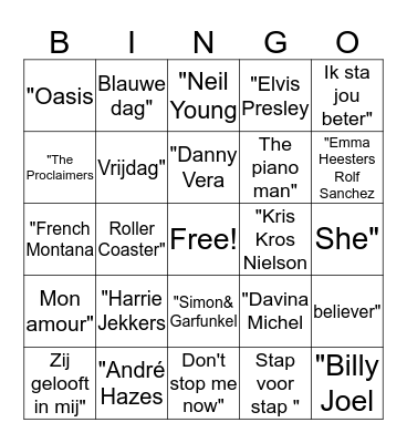 kerst Bingo Card