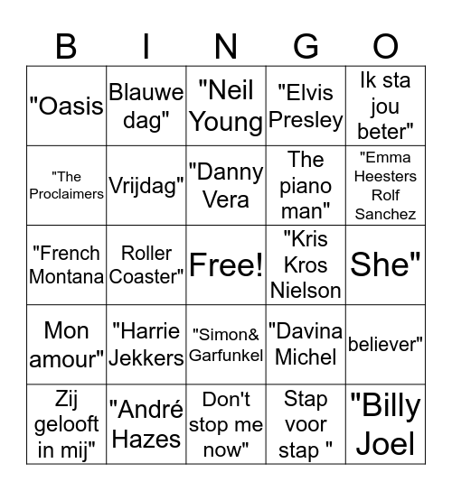 kerst Bingo Card