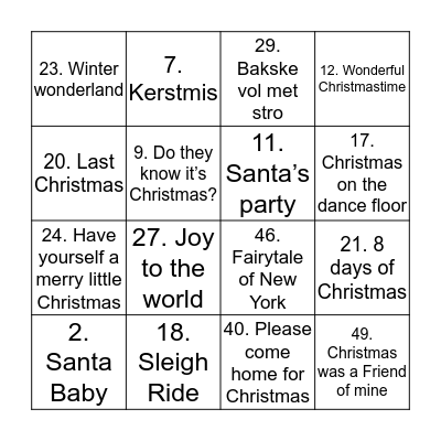 KERST Bingo Card