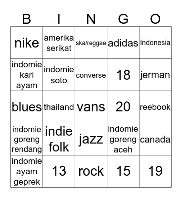 Deta's Bingo Card