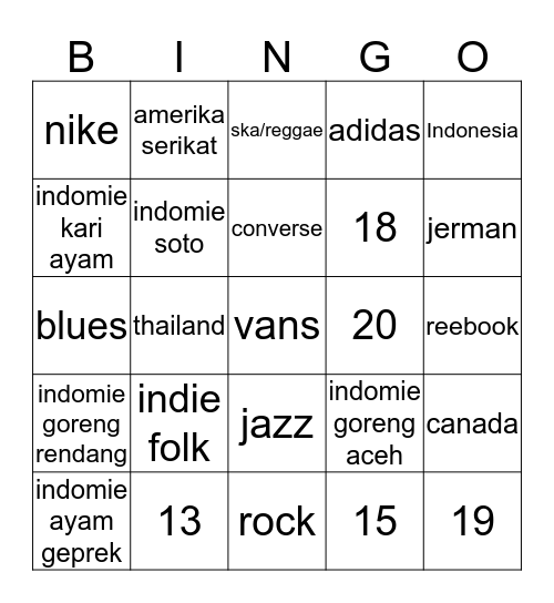 Deta's Bingo Card