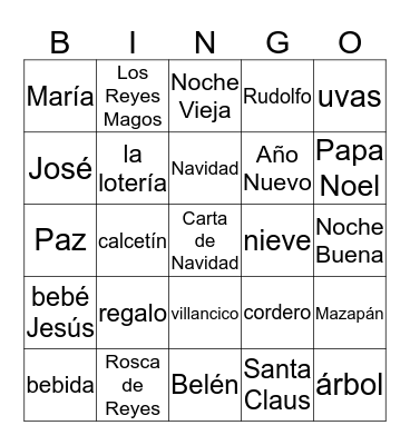 Navidad Bingo Card