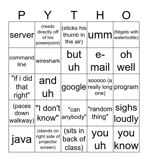 Python Bingo Card