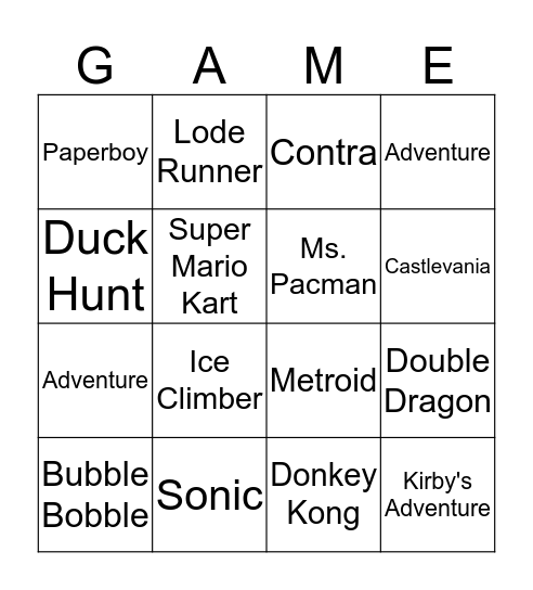 RETRO Bingo Card