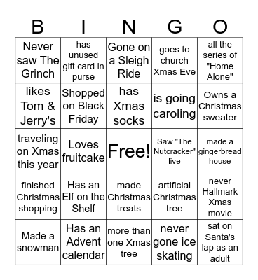 Christmas Bingo Card