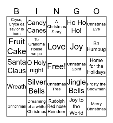 Happy Holiday BINGO Card
