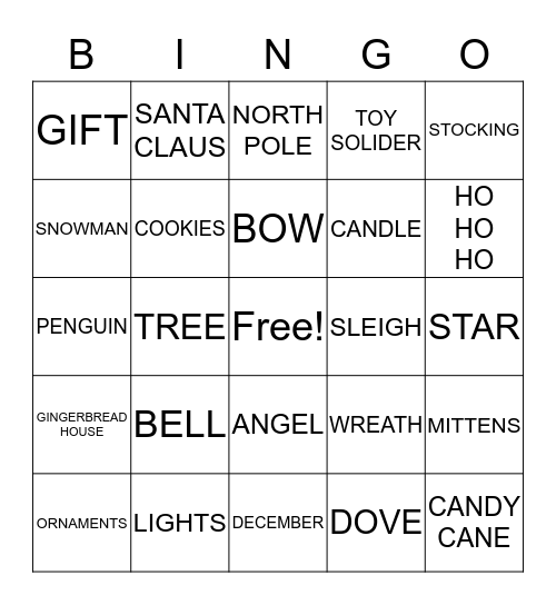 Merry Christmas! Bingo Card