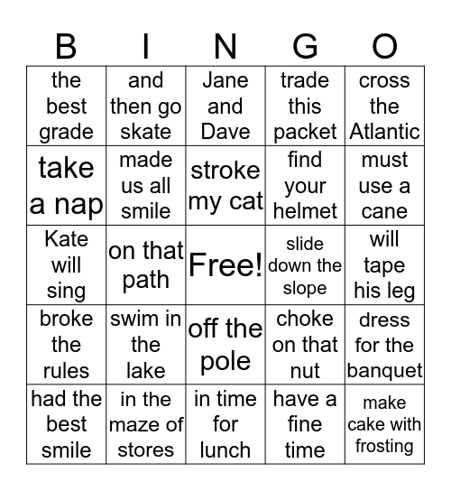 Wilson 4.1 Phrases Bingo Card
