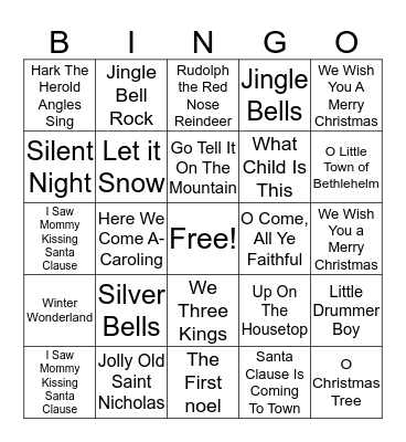 Christmas Song Bingo Card