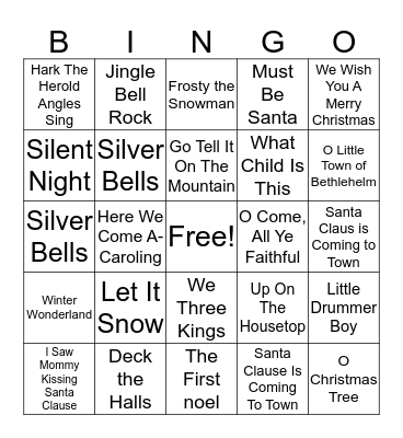 Christmas Song Bingo Card
