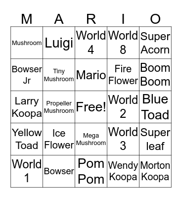 Mario Bingo Card