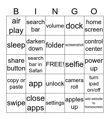 iPad Everything Bingo Card