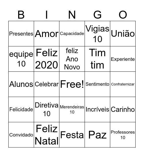Confraternização Colégio Oneides Bingo Card