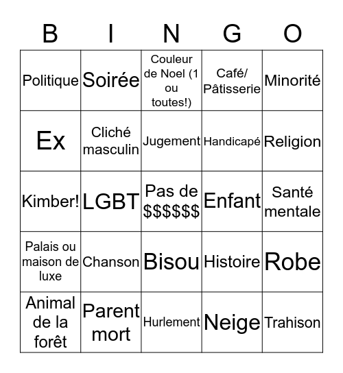 Mauvais film Bingo Card