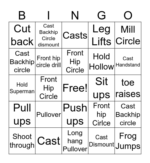 Level 3 Bars Bingo Card