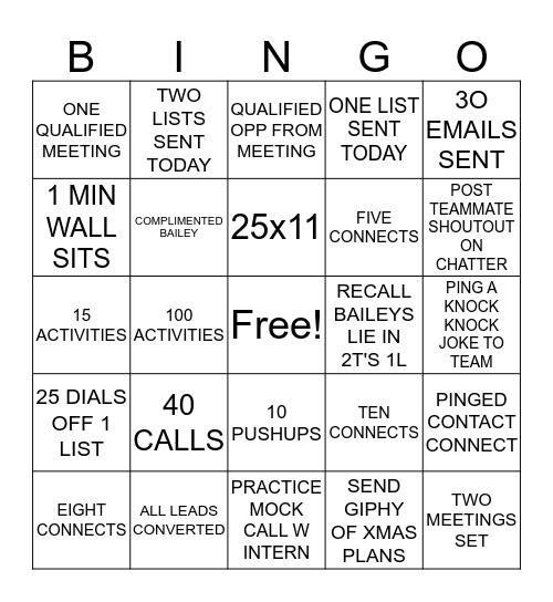 BDA BINGO Card