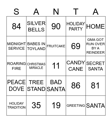 MERRY CHRISTMAS Bingo Card