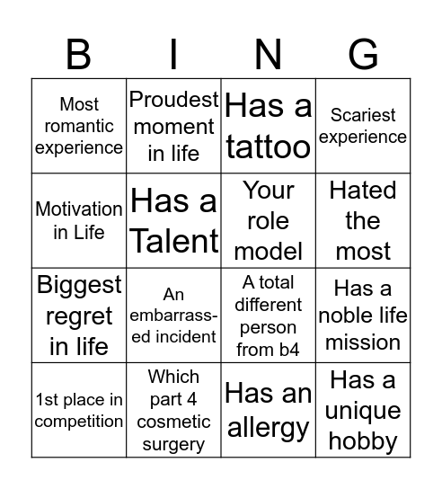 Get to Know Aquila & Ara Bingo Card