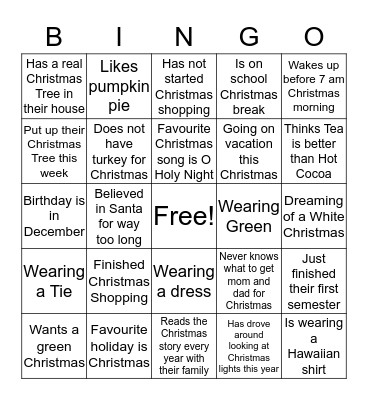 Christmas Bingo Card